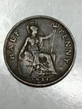 1931 Half Penny Great Britain 