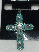 Vintage Silver Crystal Gemstone Cross