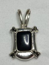 Silver Black Onyx Vintage Avon Pendant