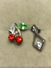 Sterling Silver Earrings Lot Emeralds Diamond And Sapphires