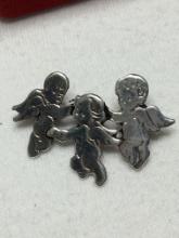 Silver Angels Babies Pin / Broach