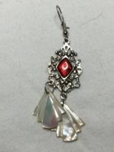 Antique Sterling Silver Mother Of Pearl And Amber Pendant
