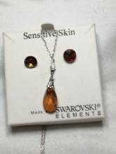 Swarvoski Crystal Earrings And Necklace Set
