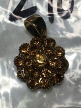 Vintage 24 Kt Gold Layered Crystal Pendant