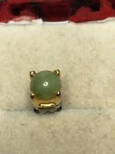 Vintage Gold And Green Jade Stud Earring