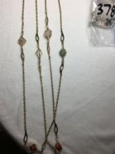 Vintage Gold Necklace With Crystals Quartz  Agate Jasper And More 