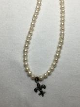 Vintage Pearl Necklace With Sterling Silver Top End Pearls