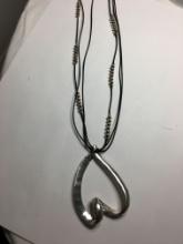 Vintage Sterling Silver Pendant Necklace Designer High End Looks Native Made Heart 34+ Grams