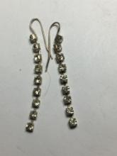 Vintage Sterling Silver Crytal Earrings 