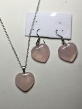 1"x1" A A A Rose Quartz Heart Necklace On 20" Chain