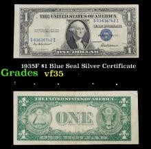 1935F $1 Blue Seal Silver Certificate Grades vf++