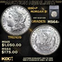 ***Auction Highlight*** 1890-p Morgan Dollar 1 Graded ms64+ By SEGS (fc)
