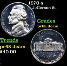 Proof 1970-s Jefferson Nickel 5c Grades GEM++ Proof Deep Cameo