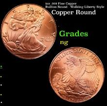 1oz .999 Fine Copper Bullion Round - Walking Liberty Style