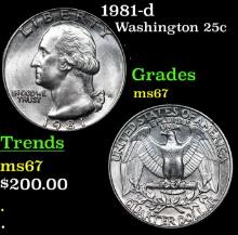 1981-d Washington Quarter 25c Grades GEM++ Unc