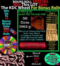 CRAZY Penny Wheel Buy THIS 1962-p solid Red BU Lincoln 1c roll & get 1-10 BU Red rolls FREE WOW Grad