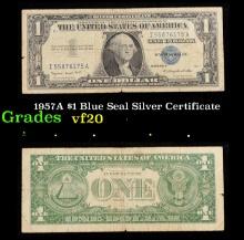 1957A $1 Blue Seal Silver Certificate Grades vf, very fine