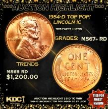 ***Auction Highlight*** 1954-d Lincoln Cent TOP POP! 1c Graded GEM++ RD BY USCG (fc)