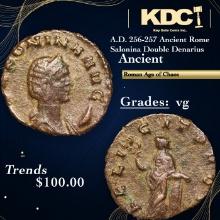 A.D. 256-257 Ancient Rome Salonina Double Denarius Ancient Grades vg