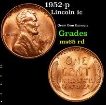 1952-p Lincoln Cent 1c Grades GEM Unc RD