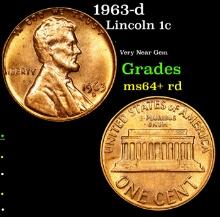 1963-d Lincoln Cent 1c Grades Choice+ Unc RD