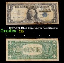 1957B $1 Blue Seal Silver Certificate Grades f+