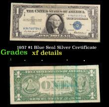 1957 $1 Blue Seal Silver Certificate Grades xf details