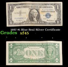 1957 $1 Blue Seal Silver Certificate Grades xf+