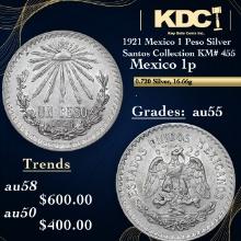 1921 Mexico 1 Peso Silver Santos Collection KM# 455 Grades Choice AU BY SEGS