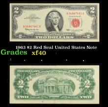 1963 $2 Red Seal United States Note Grades xf