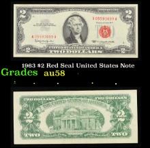 1963 $2 Red Seal United States Note Grades Choice AU/BU Slider