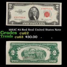 1953C $2 Red Seal United States Note Grades Select CU