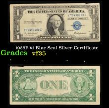 1935F $1 Blue Seal Silver Certificate Grades vf++
