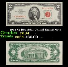 1963 $2 Red Seal United States Note Grades Choice CU