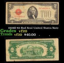 1928D $2 Red Seal United States Note Grades vf, very fine