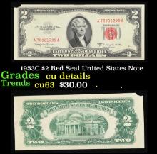 1953C $2 Red Seal United States Note Grades cu details