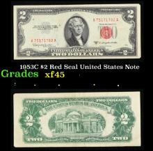 1953C $2 Red Seal United States Note Grades xf+