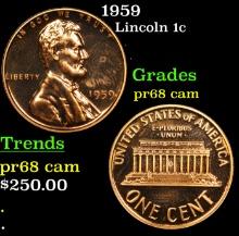 Proof 1959 Lincoln Cent 1c Grades GEM++ Proof Cameo