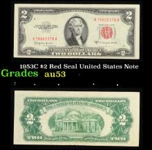1953C $2 Red Seal United States Note Grades Select AU