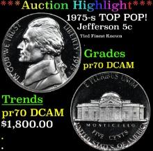 Proof ***Auction Highlight*** 1975-s Jefferson Nickel TOP POP! 5c Graded pr69 dcam BY SEGS (fc)