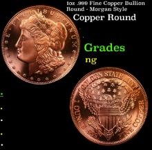 1oz .999 Fine Copper Bullion Round - Morgan Style