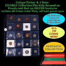 Unique Father & 2 Sons US ONLY Collection,The kids focused on Proofs and Dad on SILVER business stri