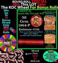 CRAZY Penny Wheel Buy THIS 1964-p solid Red BU Lincoln 1c roll & get 1-10 BU Red rolls FREE WOW