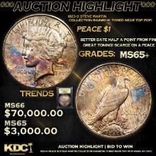 ***Auction Highlight*** 1923-s Peace Dollar Steve Martin Collection Rainbow Toned Near Top Pop! $1 G