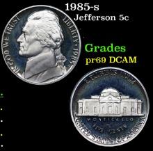 Proof 1985-s Jefferson Nickel 5c Grades GEM++ Proof Deep Cameo