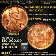 ***Auction Highlight*** 1945-p Lincoln Cent Near Top Pop! 1c Graded GEM++ RD By USCG (fc)