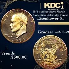 Proof 1971-s Silver Eisenhower Dollar Steve Martin Collection Colorfully Toned $1 Graded GEM++ Proof