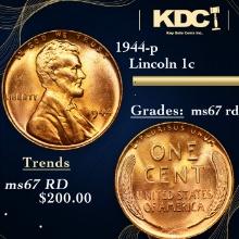 1944-p Lincoln Cent 1c Grades GEM++ Unc RD