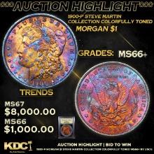 ***Auction Highlight*** 1900-p Morgan Dollar Steve Martin Collection Colorfully Toned $1 Graded GEM+