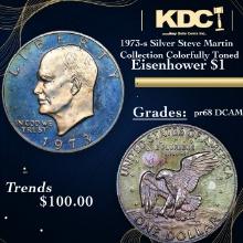 Proof 1973-s Silver Eisenhower Dollar Steve Martin Collection Colorfully Toned $1 Grades GEM++ Proof